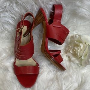 🆕NWOB MaxStudio Red Leather Strappy Heels, 6M